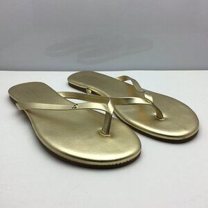 Yosi Samra Rivington Gold Metallic Flip Flops Size 8